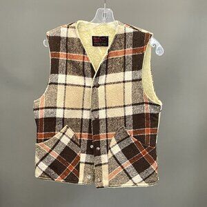Vintage Plaid Vest, Sherpa lined, Women's Small